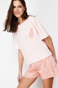 Trendyol Conjunto de pijama corto animal print