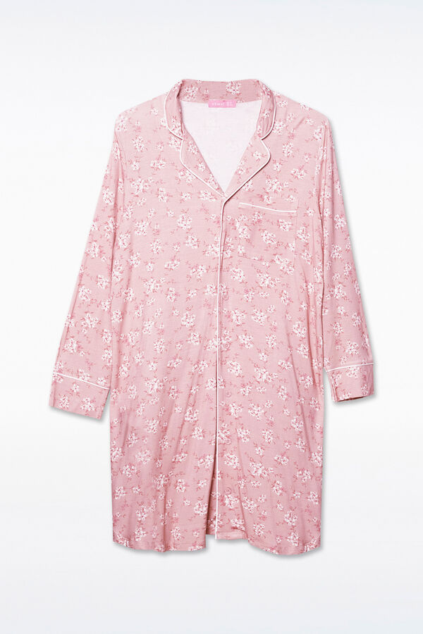 Ohma! Long breastfeeding nightgown with Japanese flowers pink