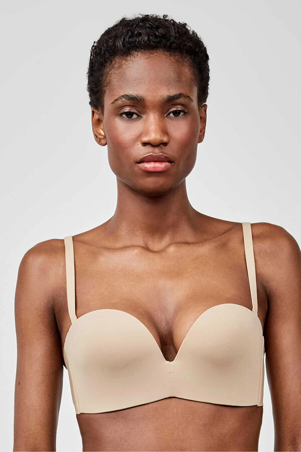 Gisela Removable extreme neckline bra Nude