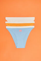 Womensecret 3er-Pack Slips Baumwolle Logo Orange, Blau und Weiß Weiß