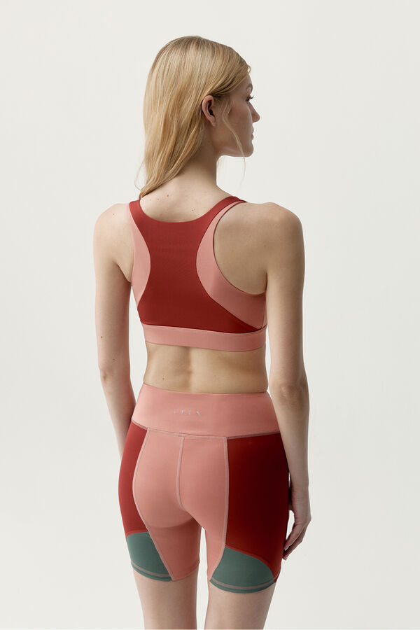 Born Living Yoga Korallenrot-gr&uuml;nes Sport-Top DARANA mit Print