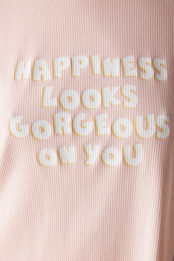 Womensecret Top de pijama con camiseta rosa Happiness rosa