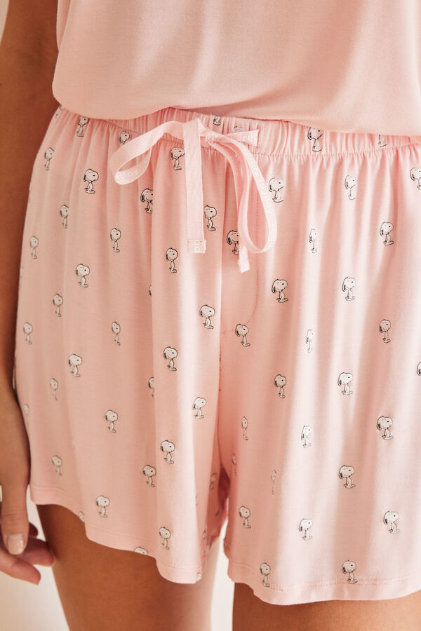 Womensecret Pijama corto rosa súper soft Snoppy rosa