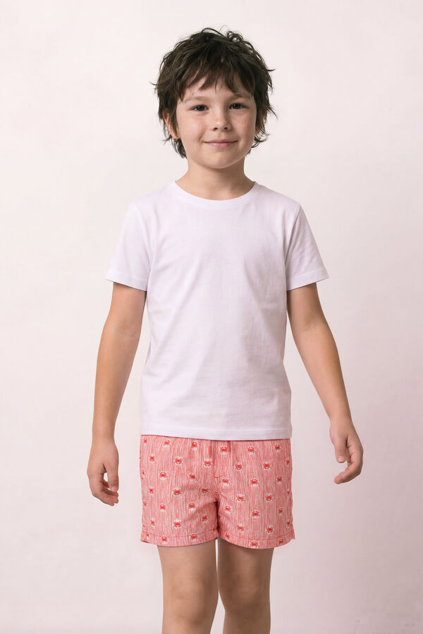 Women'secret Striped and crab print kid's swimwear red