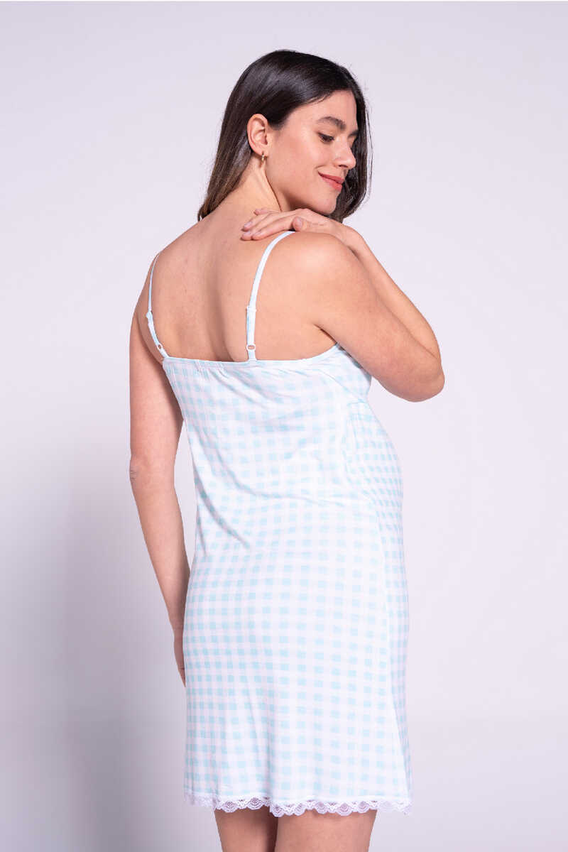 Womensecret Nursing vichy printed nightdress with lace printed