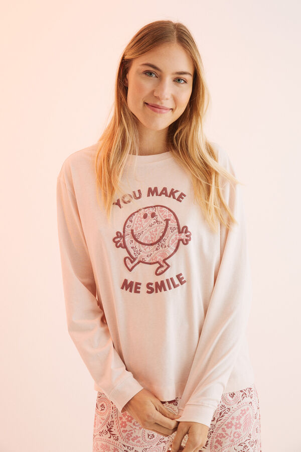Womensecret Camiseta manga larga 100% algodón Mr. Men & Little Miss rosa