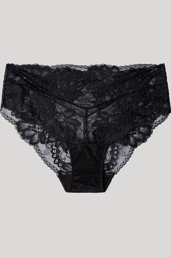 Gisela Beige lace Brazilian Boxer Briefs black