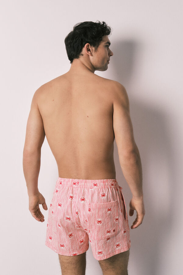 Women'secret Striped and crab print men's swimwear red