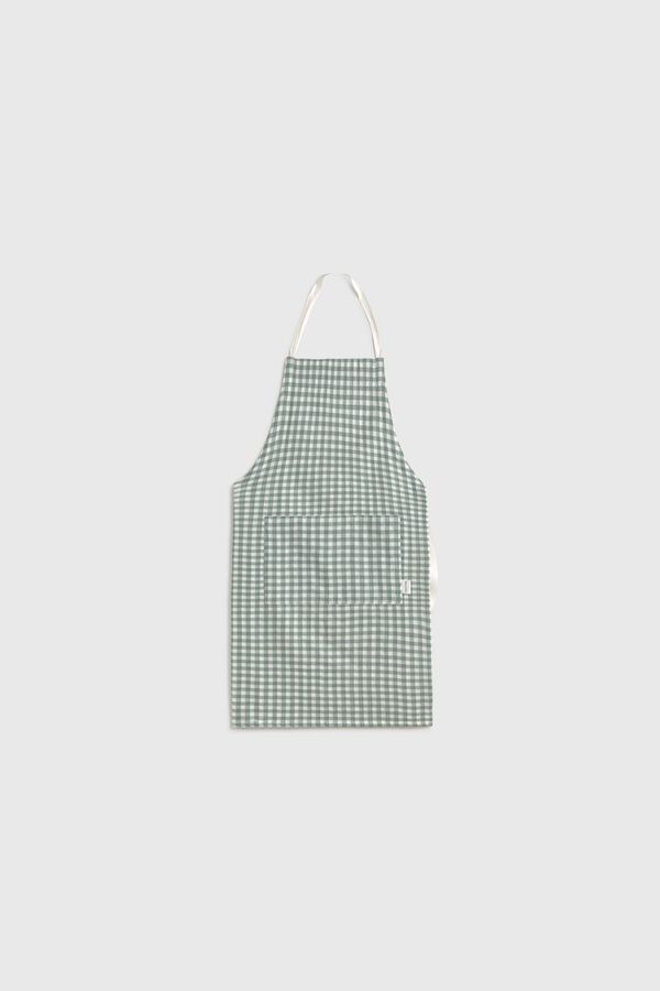 Textura Plaid cotton apron green