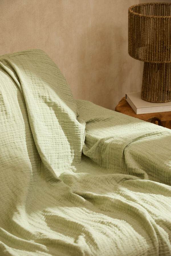 Calma House Colcha de musselina de algod&atilde;o verde verde