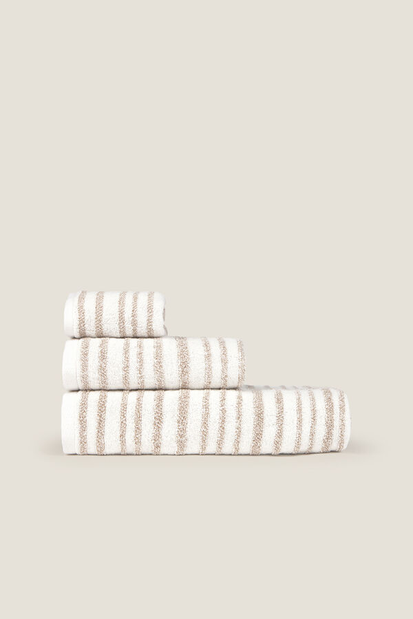 Textura Gepr&auml;gtes, Streifen Frotteehandtuch Grau