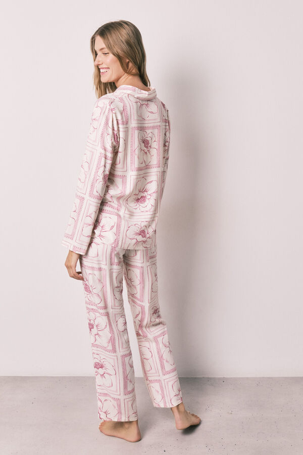 Women'secret Floral classic long pyjamas pink