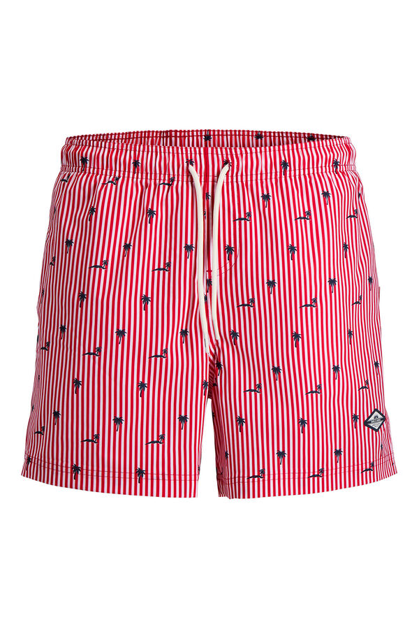 Jack & Jones Striped logo swimwear red