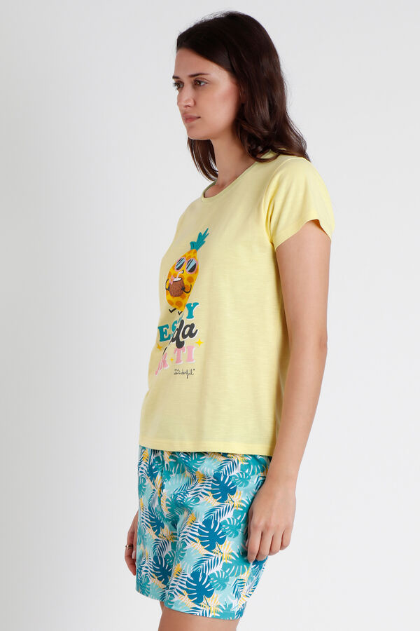 Womensecret MR WONDERFUL Pineapple short-sleeved pyjamas for women Žuta