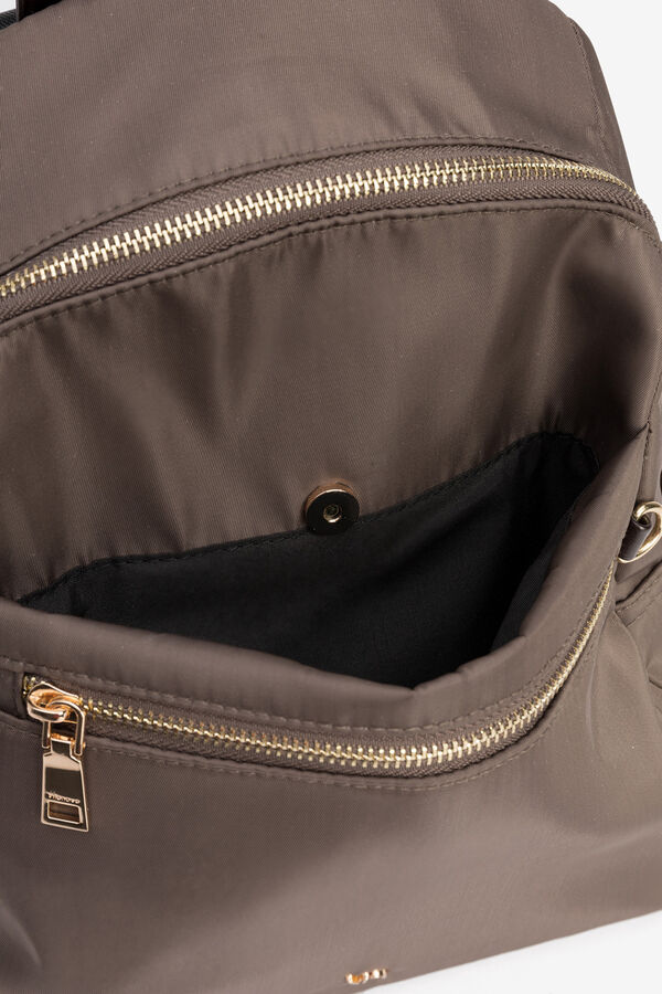 Vilanova Mochila com bolso de nylon bege
