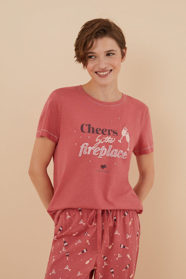 Womensecret La Vecina Rubia Cheers pizsama, 100% pamutból rózsaszín