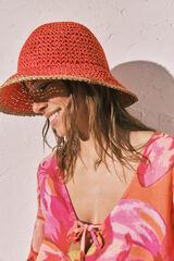 Women'secret Two-tone raffia bucket hat red
