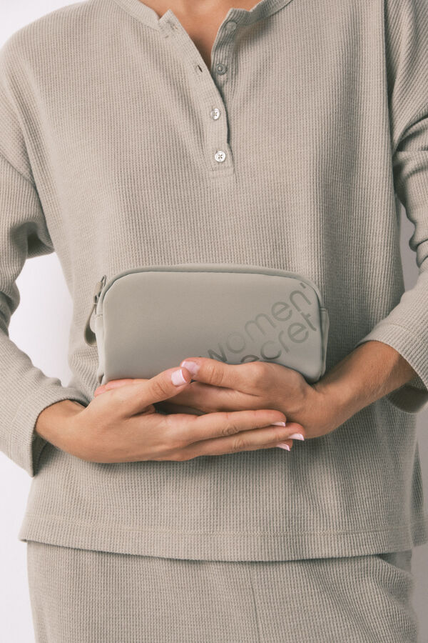 Women'secret Small metallic khaki rubber vanity case kaki