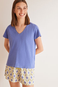 Womensecret T-Shirt aus 100 % blauer Flammenbaumwolle Blau