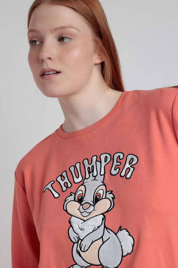 Admas Women's long pyjamas with Tambor bambi print pomarańczowy