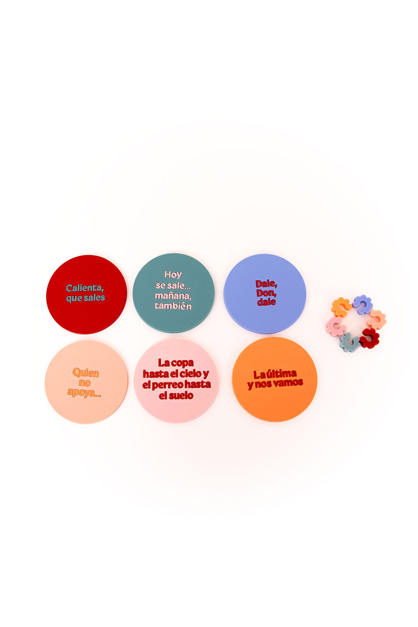 Mr. Wonderful Set de 6 posavasos + 6 identificadores de copas - &iexcl;Que empiece la fiesta!