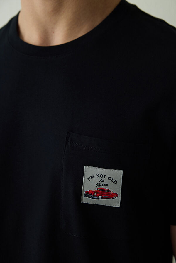 Penti Conjunto de pijama de manga calções com slogan masculino Car preto