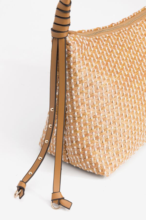 Vilanova Bolso con efecto paja bordada amarillo