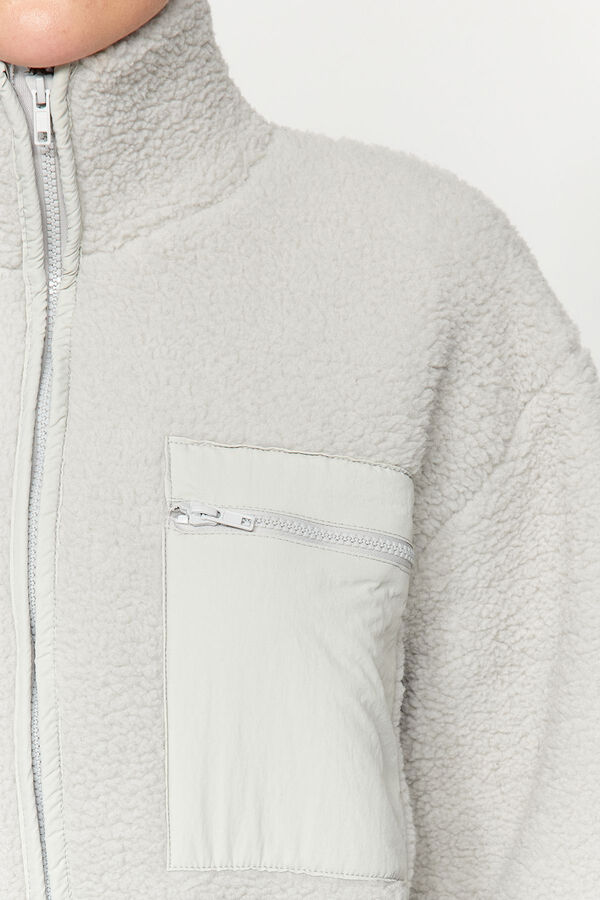 Trendyol Chaqueta forro polar gris borrego  gris