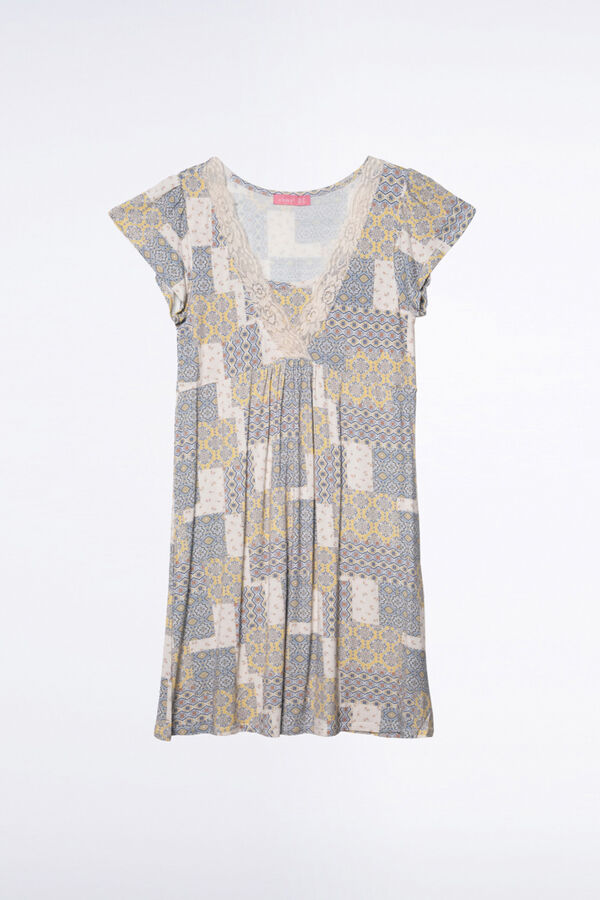 Ohma! Camis&oacute;n lactancia m/c estampado parches blanco