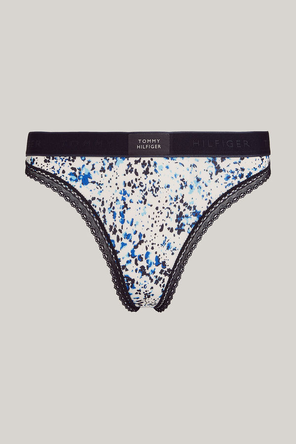 Womensecret Esta tanga de estampado floral com um toque de renda e o logo distintivo da marca na cintura. azul