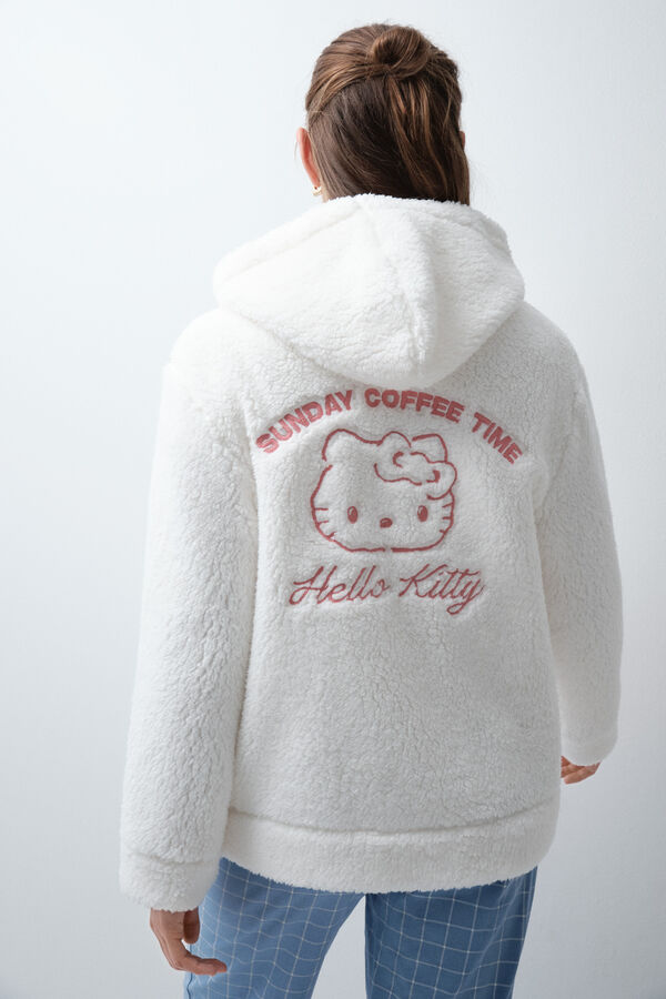 Women'secret Hello Kitty faux shearling short robe beige