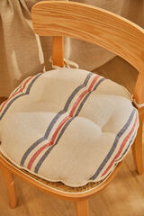 Calma House Round chair cushion with blue and red striped Mont imprimé