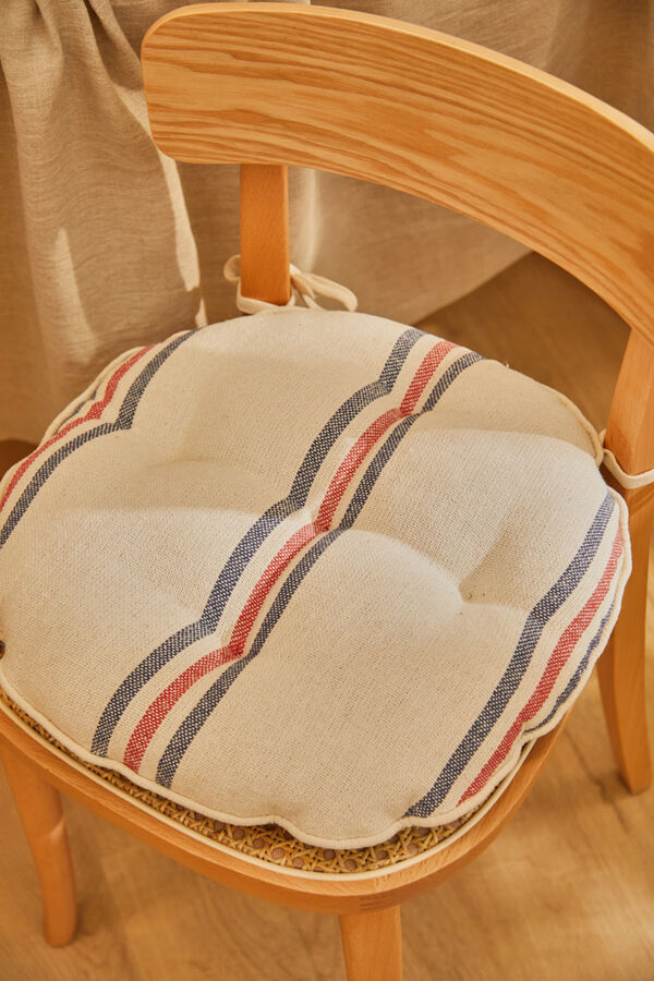 Calma House Round chair cushion with blue and red striped Mont imprimé