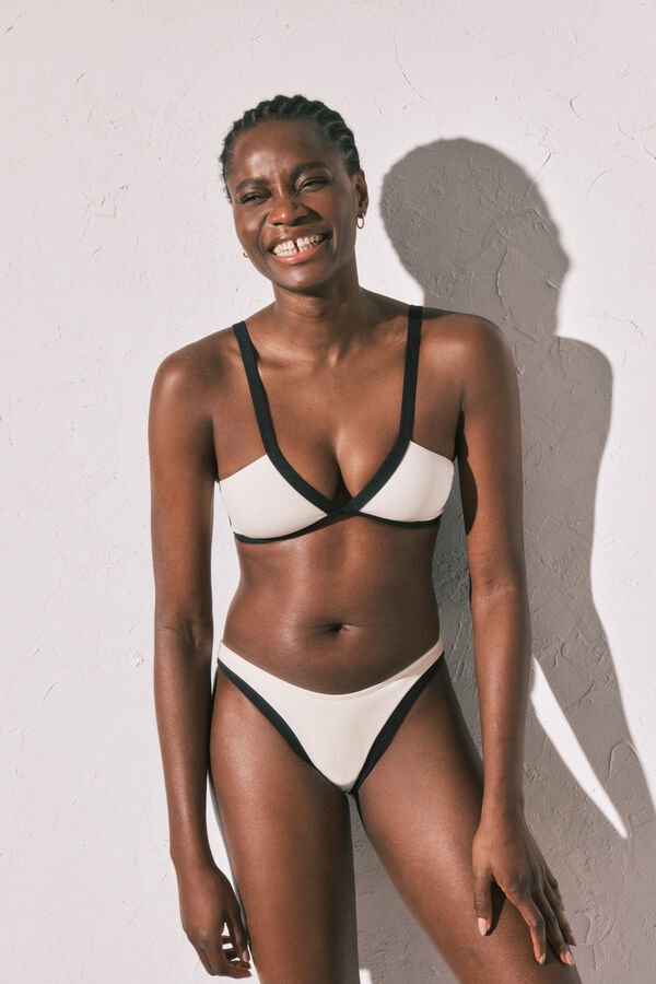 Women'secret White triangle semi-shiny bikini top beige