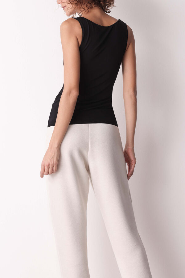 Cotonella Camiseta de caxemira sem mangas preta  preto