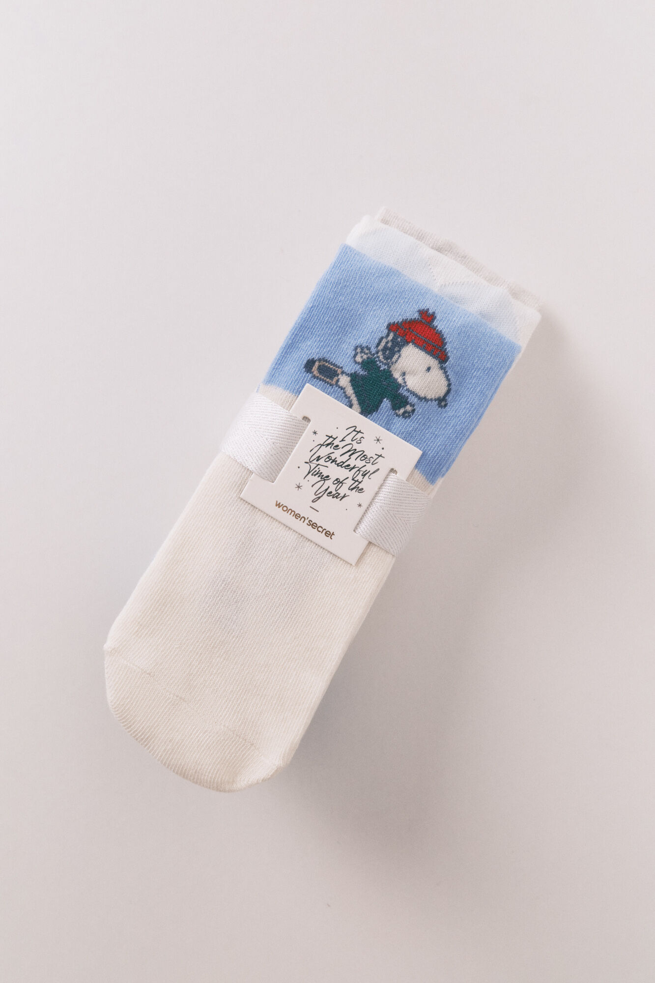 Women'secret Pack of 3 long cotton socks with Snoopy in blue 