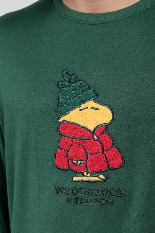 Admas Pijama largo Snoopy 100% algod&oacute;n para hombre verde