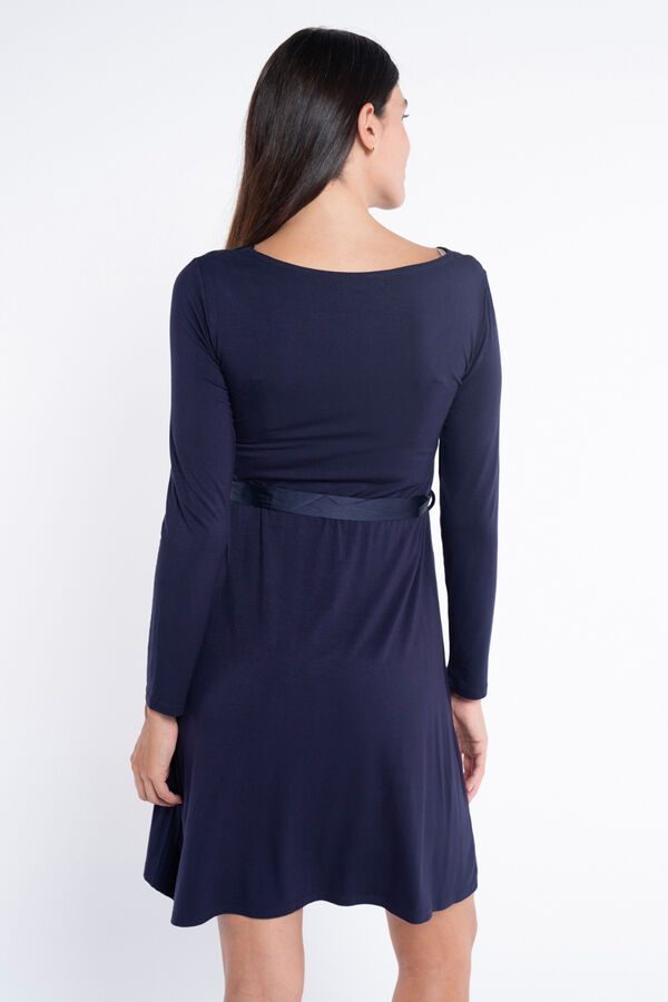 Ohma! Breastfeeding nightgown with satin ribbon blue