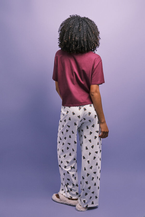 HI&BYE Pyjama long en coton ourson grenat imprim&eacute;