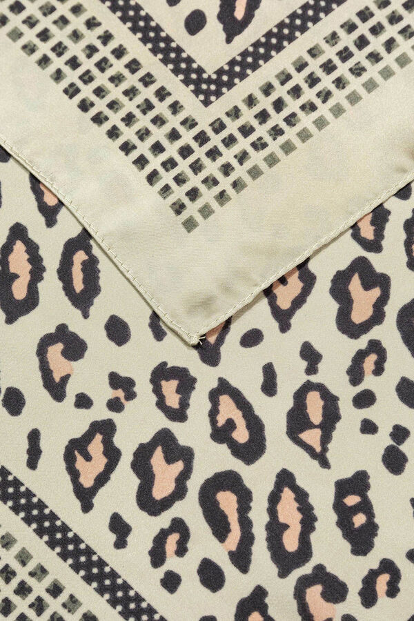 Vilanova Bandana acetinada com estampado animal verde