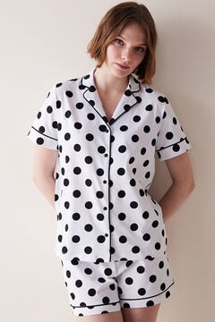 Womensecret Conjunto de pijama comprido com bolinhas brancas  branco