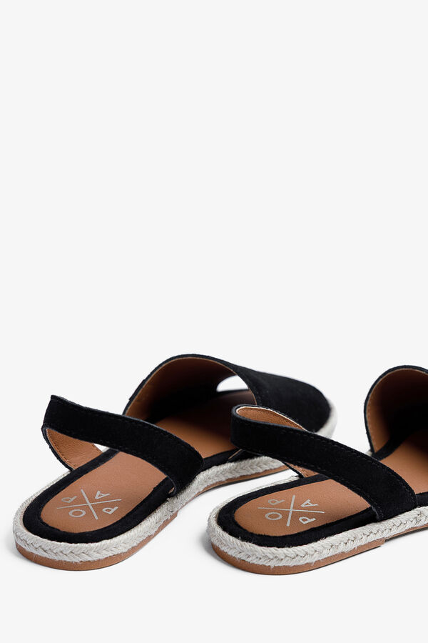 Popa Razo split leather flat sandal black