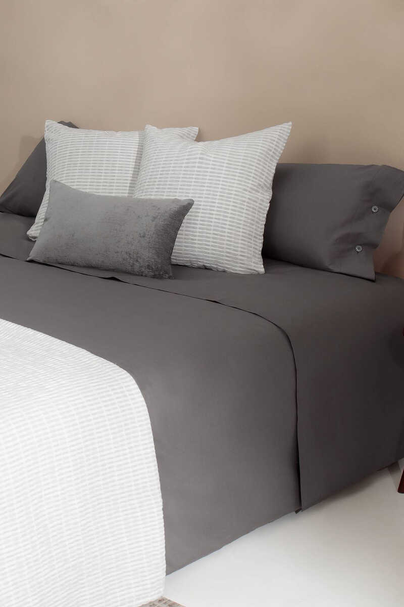 Sábana de punto 100% algodón gris para cama de 90 cm con almohada