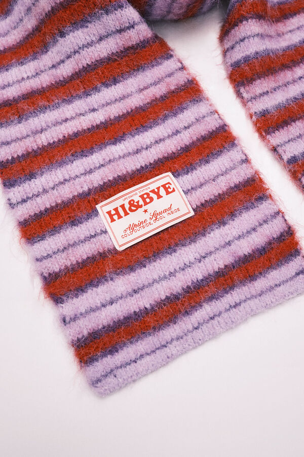 HI&BYE Foulard &agrave; rayures violet rose