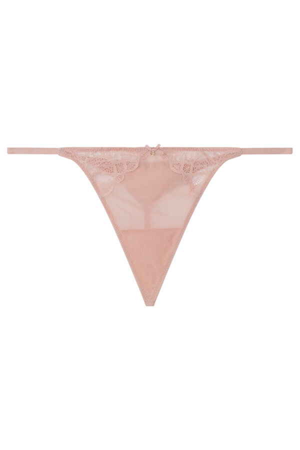 Womensecret Pink tulle and lace tanga pink