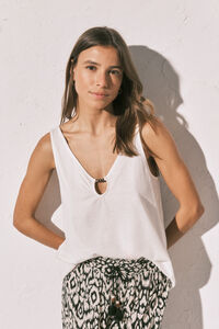 Women'secret T-shirt &agrave; bretelles larges blanc