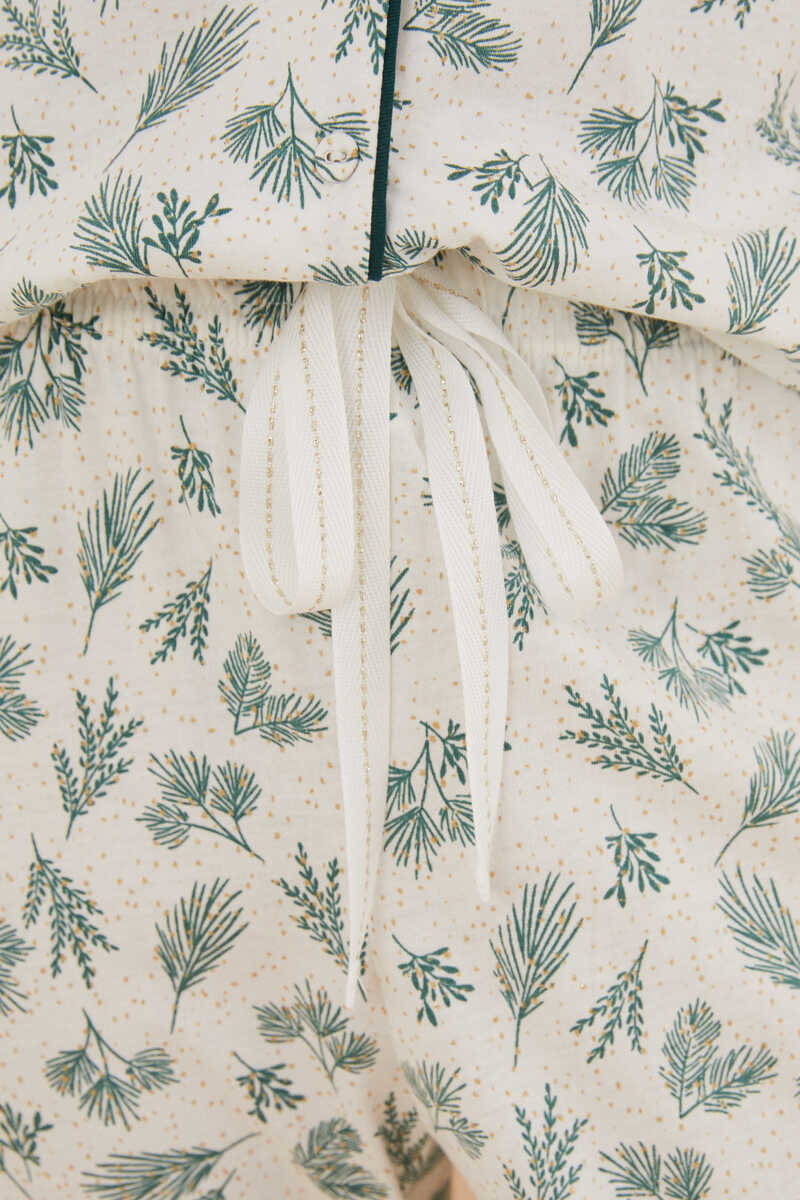 Womensecret Pijama camisero 100% algodón hojas estampado