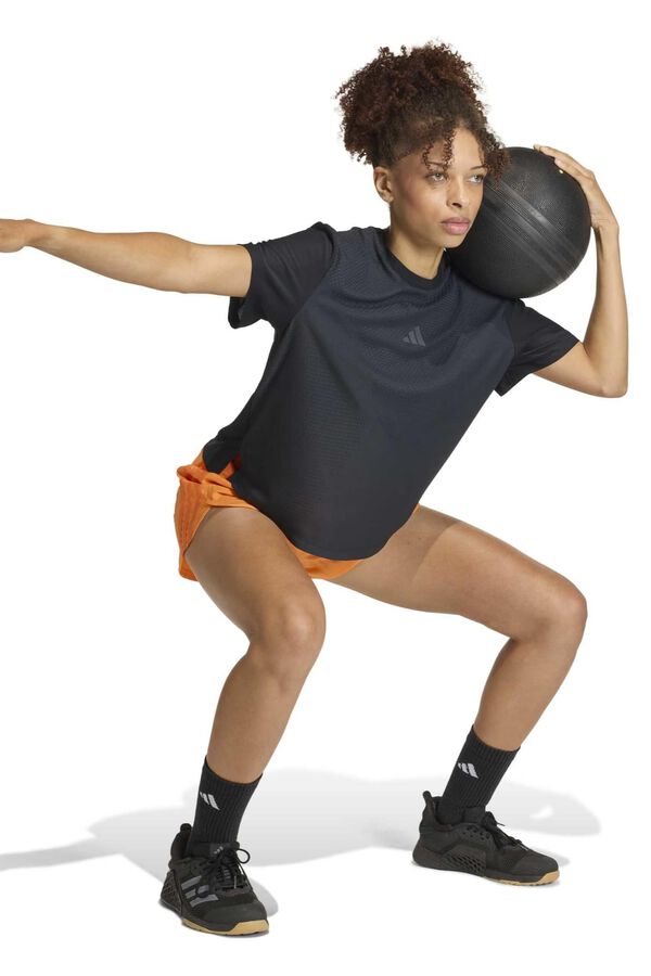 Adidas Short deportivo talle alto Pacer naranja