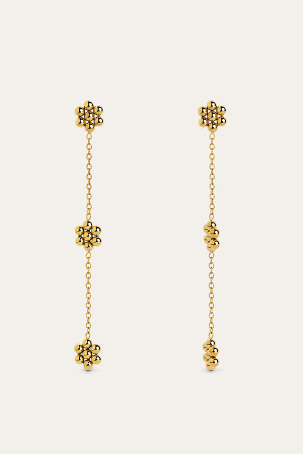 Womensecret Tiny Daisy gold-plated steel earrings printed
