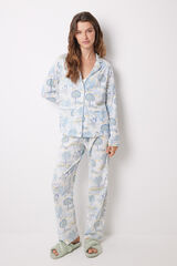 Womensecret Pyjama chemise long all over en coton à motif paysage bleu